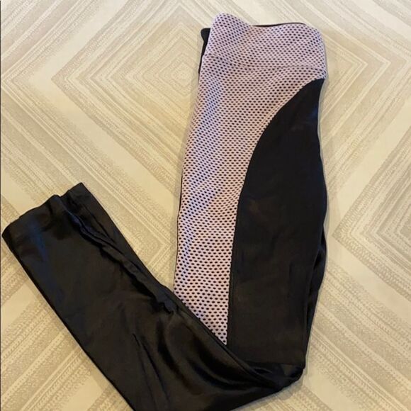 Koral Black Leggings with Light Pink Mesh Panel - Picture 1 of 7